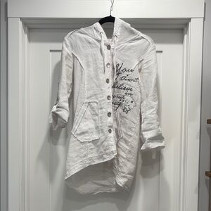 Women's White Oversized Linen Top